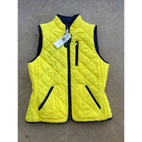 Lauren Ralph Lauren Navy Blue Reversible Quilted Vest Womens Size L With Yellow - Picture 7 of 7